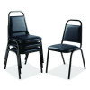 9100 Series Vinyl Upholstered Stack Chair, Supports 300 Lbs, 18" Seat Height, Midnight Blue Seat/Back, Black Base, 4/Carton