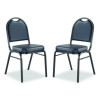 9200 Series Premium Upholstered Stack Chair, Vinyl, Supports 500 Lb, 19" Seat Ht, Midnight Blue Seat/Back, Black Base,2/Pack
