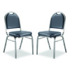 9200 Series Premium Upholstered Stack Chair, Vinyl, Supports 500 Lb, 19" Seat Ht, Midnight Blue Seat/Back, Silver Base, 2/Pk