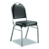 9200 Series Premium Upholstered Stack Chair, Vinyl, Supports Up To 500 Lb,19" Seat Height, Black Seat/Back, Silver Base, 2/Pk