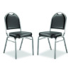 9200 Series Premium Upholstered Stack Chair, Vinyl, Supports Up To 500 Lb,19" Seat Height, Black Seat/Back, Silver Base, 2/Pk