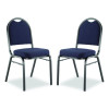 9200 Series Premium Upholstered Stack Chair, Fabric, Supports 500 Lbs, 19" Seat Ht, Midnight Blue Seat/Back, Black Base, 2/Pk