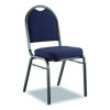 9200 Series Premium Upholstered Stack Chair, Fabric, Supports 500 Lbs, 19" Seat Ht, Midnight Blue Seat/Back, Black Base, 2/Pk