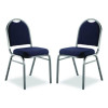 9200 Series Premium Upholstered Stack Chair, Fabric, Supports 500 Lb, 19" Seat Ht, Midnight Blue Seat/Back, Silver Base, 2/Pk
