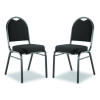 9200 Series Premium Upholstered Stack Chair, Fabric, Supports 500 Lb,19" Seat Height, Ebony Black Seat/Back, Black Base, 2/Pk
