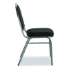 9200 Series Premium Upholstered Stack Chair, Fabric, Supports 500 Lb, 19" Seat Ht, Ebony Black Seat/Back, Silver Base, 2/Pk
