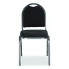 9200 Series Premium Upholstered Stack Chair, Fabric, Supports 500 Lb, 19" Seat Ht, Ebony Black Seat/Back, Silver Base, 2/Pk