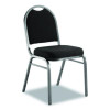 9200 Series Premium Upholstered Stack Chair, Fabric, Supports 500 Lb, 19" Seat Ht, Ebony Black Seat/Back, Silver Base, 2/Pk