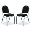 9200 Series Premium Upholstered Stack Chair, Fabric, Supports 500 Lb, 19" Seat Ht, Ebony Black Seat/Back, Silver Base, 2/Pk