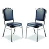 9300 Series Deluxe Upholstered Stack Chair, Vinyl, Supports 500 Lb, 19" Seat Ht, Midnight Blue Seat/Back, Silver Base, 2/Pack
