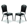 9300 Series Deluxe Upholstered Stack Chair, Vinyl, Supports Up To 500 Lb, 19" Seat Height, Black Seat/Back/Base, 2/Pack