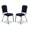 9300 Series Deluxe Upholstered Stack Chair, Fabric, Supports 500 Lb, 19" Seat Ht, Midnight Blue Seat/Back, Silver Base, 2/Pk