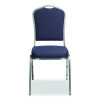 9300 Series Deluxe Upholstered Stack Chair, Fabric, Supports 500 Lb, 19" Seat Ht, Midnight Blue Seat/Back, Silver Base, 2/Pk