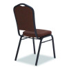 9300 Series Deluxe Upholstered Stack Chair, Fabric, Supports 500 Lb, 19" Seat Height, Chocolatier Seat/Back, Black Base, 2/Pk