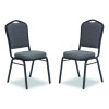 9300 Series Deluxe Upholstered Stack Chair, Fabric, Supports 500 Lb,19" Seat Ht, Nat Graystone Seat/Back, Black Base, 2/Pk
