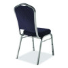 9300 Series Deluxe Upholstered Stack Chair, Fabric, Supports 500 Lb, 19" Seat Ht, Diamond Navy Seat/Back, Silver Base, 2/Pack