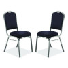 9300 Series Deluxe Upholstered Stack Chair, Fabric, Supports 500 Lb, 19" Seat Ht, Diamond Navy Seat/Back, Silver Base, 2/Pack