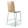 Bushwick Series Bentwood Stool, Counter Height, Supports Up To 500 Lb, 24" Seat Height, Natural Seat/Back, Chrome Base, 4/Ct