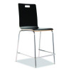 Bushwick Series Bentwood Stool, Counter Height, Supports Up To 500 Lb, 24" Seat Height, Black Seat/Back, Chrome Base, 4/Ct