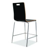 Bushwick Series Bentwood Stool, Counter Height, Supports Up To 500 Lb, 24" Seat Height, Black Seat/Back, Chrome Base, 4/Ct