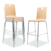 Bushwick Series Bentwood Stool, Supports Up To 500 Lb, 30" Seat Height, Natural Seat, Natural Back, Chrome Base, 4/Carton