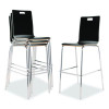Bushwick Series Bentwood Stool, Supports Up To 500 Lb, 30" Seat Height, Black Seat, Black Back, Chrome Base, 4/Carton