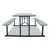 Blow Molded Folding Picnic Table, Rectangular, 57w x 72d x 29.5h, Speckled Gray Top, Black Base/Legs