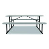 Blow Molded Folding Picnic Table, Rectangular, 57w x 72d x 29.5h, Speckled Gray Top, Black Base/Legs
