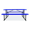 Blow Molded Folding Picnic Table, Rectangular, 57w x 72d x 29.5h, Blue Top, Black Base/Legs