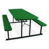 Blow Molded Folding Picnic Table, Rectangular, 57w x 72d x 29.5h, Green Top, Black Base/Legs