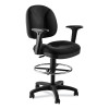 Comfort Task Stool With Arms, Supports Up To 300 Lb, 25.5" To 35.5" Seat Height, Black Seat, Black Back, Black Base