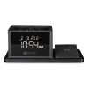 Desktop Organizer With Led Alarm Clock/Device Charger, 2 Compartments, 10.68 x 4.88 x 4.32, Black, Plastic