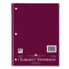 Subject Wirebound Notebook, 1-Subject, Medium/College Rule, Assorted Cover Colors, (70) 10.5 x 8 Sheets, 24/Carton