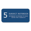 Subject Wirebound Notebook, 5-Subject, Medium/College Rule, Assorted Cover Colors, (200) 11 x 9 Sheets, 12/Carton