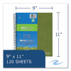 Earthtones Biobased Paper Notebook, 3-Subject, College Rule, Randomly Assorted Cover Colors, (120) 11 x 9 Sheets, 24/Carton