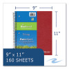 Earthtones Biobased Paper Notebook, 5-Subject, College Rule, Randomly Assorted Cover Colors, (160) 11 x 9 Sheets, 12/Carton