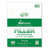 Filler Paper, 3-Hole, 8.5 x 11, College Rule, 100 Sheets/Pack, 24 Packs/Carton