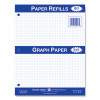 Graph Filler Paper, 3-Hole, 8.5 x 11, Quadrille: 5 Sq/In, 80 Sheets/Pack, 24 Packs/Carton