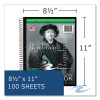 Sketch Book, 60 Lb Drawing Paper Stock, Black/Green/White Cover, (100) 11 x 8.5 Sheets, 12/Carton