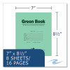 Recycled Exam Book, Wide/Legal Rule, Green Cover, (8) 8.5 x 7 Sheets, 600/Carton