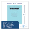 Examination Blue Book, Wide/Legal Rule, Blue Cover, (12) 11 x 8.5 Sheets, 300/Carton