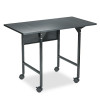 Mobile Machine Stand With Drop Leaves, Metal, 1 Shelf, 20" To 36" x 18" x 26.75", Black