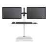 Soar Electric Desktop Sit/Stand Dual Monitor Arm, For 27" Monitors, White, Supports 10 Lbs