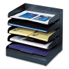 Steel Horizontal-Tray Desktop Sorter, Five Sections, Letter Size Files, 12" x 9.5" x 11.25", Black