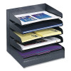 Steel Horizontal-Tray Desktop Sorter, Five Sections, Letter Size Files, 12" x 9.5" x 11.25", Black