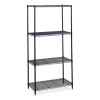 Industrial Wire Shelving, Four-Shelf, 36w x 18d x 72h, Black