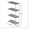 Industrial Add-On Unit, Four-Shelf, 36w x 18d x 72h, Steel, Metallic Gray