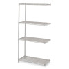 Industrial Add-On Unit, Four-Shelf, 36w x 18d x 72h, Steel, Metallic Gray