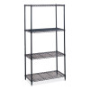 Industrial Wire Shelving, Four-Shelf, 36w x 24d x 72h, Black