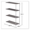Industrial Add-On Unit, Four-Shelf, 48w x 18d x 72h, Steel, Metallic Gray